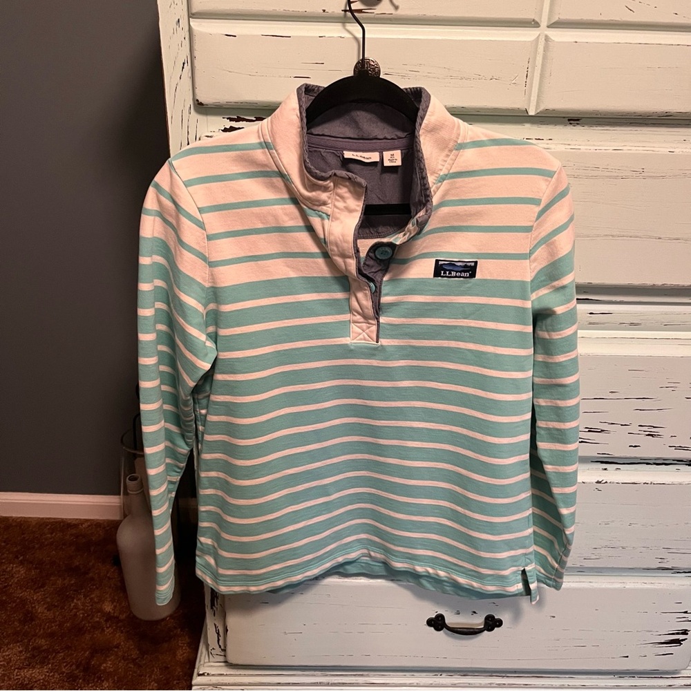 L.L. Bean Mint and White Striped Top. Women’s size medium.